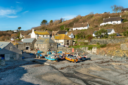 Cadgwith a small picturesque fishing village on the Lizard peninsula in Cornwallの写真素材