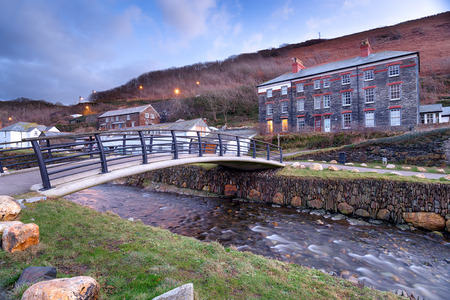 Dusk falls over Boscastle a small fishing village on the north coast of Cornwall