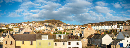 Rows of terraced cottages at Chiswell on the Isle of Portland a small island joined by a causeway to Weymouth in Dorsetの写真素材