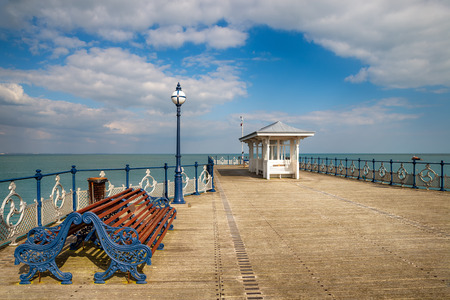 A Victorian seaside pier at Swanage a small town on Dorset's Jurassic Coatの写真素材