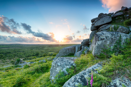 Rock formations at Helman Tor near Bodmin in Cornwallの写真素材
