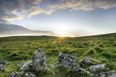 Sunset over Bodmin Moor in Cornwallの写真素材