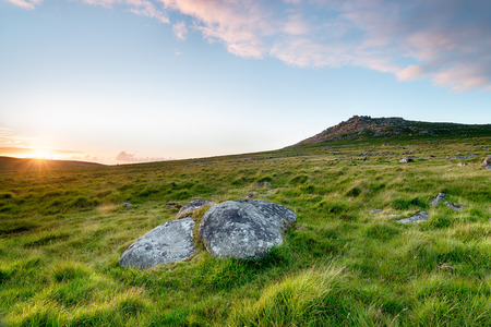 The slopes of Rough Tor on Bodmin Moor in Cornwallの写真素材