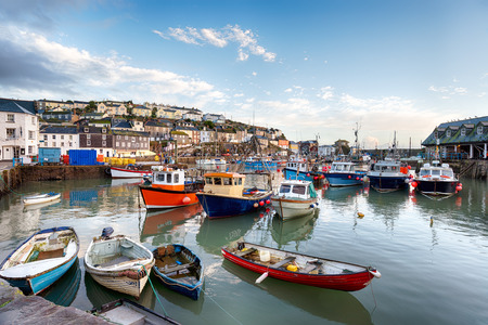 Boats in the harbour at Mevagissey in Cornwallの写真素材