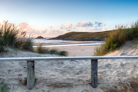 Sand dunes at Crantock beach near Newquay in Cornwall