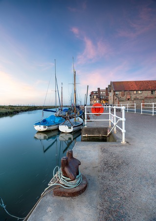 Sunset at the quay at Blakeney on the Norfolk coast