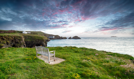 Dawn over Long Cove near Padstow on the north Cornwall coastの写真素材