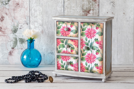 Mini wardrobe in a shabby chic styleの写真素材