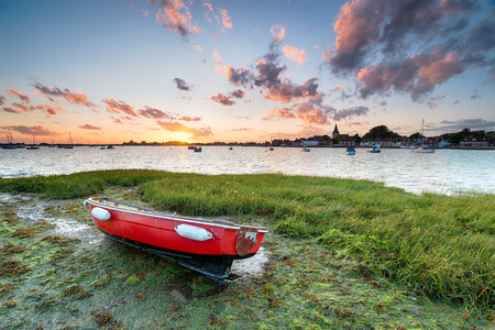 Sunset at Bosham on the West Sussex coast near Chichesterの写真素材