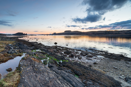 Sunset over Loch Linnhe,  a sea loch on the west coast of Scotlandの写真素材