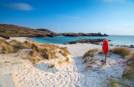 White sandy beac at Clachtoll in the highlands of Scotland