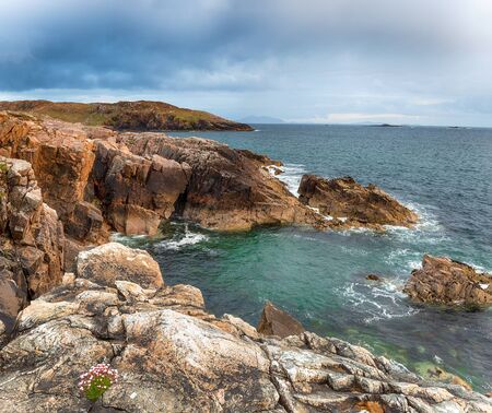 Summer on the cliffs at Hushinish in the Outer Hebrides in Scotland