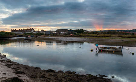 Dusk over the River Axe at Axmouth and Seaton on the south Devon coastの写真素材