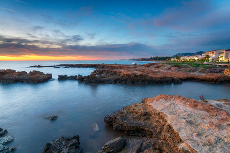Sunrise at la Torre de la Sal in the Castellon region of Valencia on the Spainish coastの写真素材