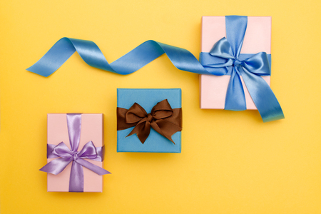 gift on a beautiful pastel backgroundの写真素材