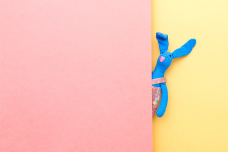 festive background with pastel colors with a rabbitの写真素材