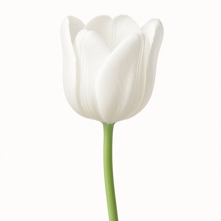 White tulip isolated on white background. Clipping path included.の素材