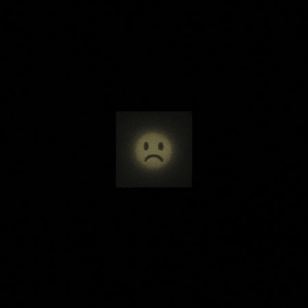 image of one Digital Fractal on Black Color with a Sad Faceの素材