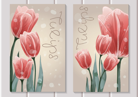 two postcards with tulipsのイラスト素材