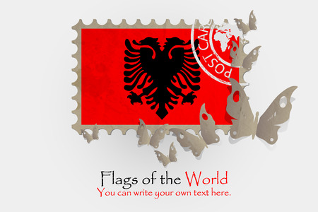 vector flag measurements with butterflies from paper of Albaniaの写真素材