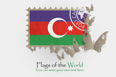 vector flag measurements with butterflies from paper of Azerbaijaniの写真素材