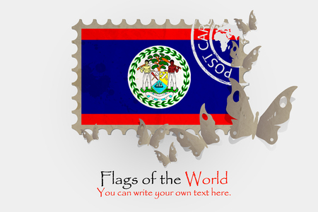 vector flag measurements with butterflies from paper of Belizeの写真素材