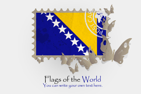 vector flag measurements with butterflies from paper of Bosnia and Herzegovinaの写真素材