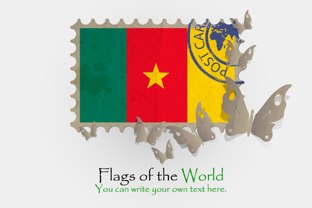 vector flag measurements with butterflies from paper of Cameroonの写真素材