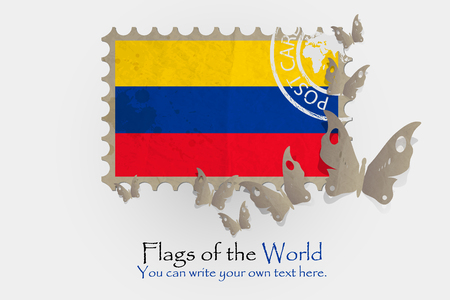 vector flag measurements with butterflies from paper of Colombiaの写真素材