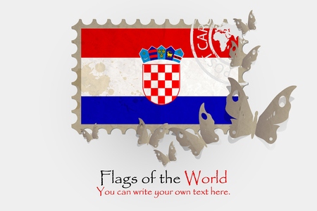 vector flag measurements with butterflies from paper of Croatiaの写真素材