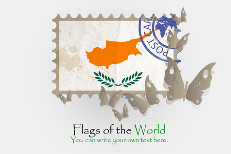 vector flag measurements with butterflies from paper of Cyprusの写真素材