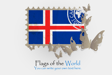 vector flag measurements with butterflies from paper of Icelandの写真素材