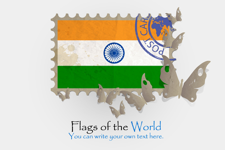 flag measurements with butterflies from paper of Indiaの写真素材