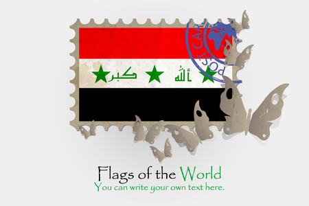 flag of Iraq  with butterflies from paperの写真素材