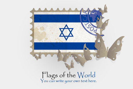 flag of Israel with butterflies from paperの写真素材