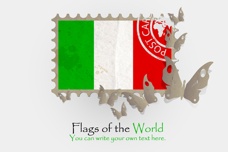 flag of Italy with butterflies from paperの写真素材