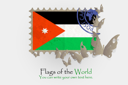flag of Jordan with butterflies from paperの写真素材