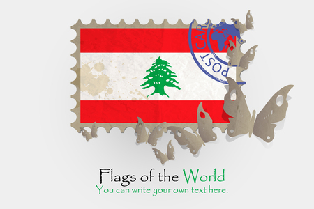 vector flag measurements with butterflies from paper of Lebanonの写真素材
