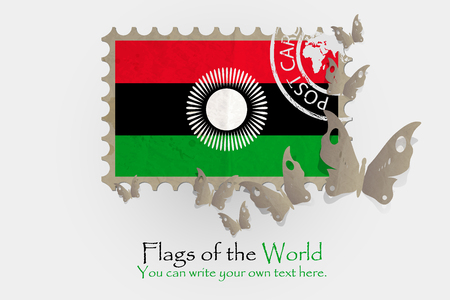 vector flag measurements with butterflies from paper of Malawiの写真素材