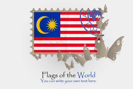 vector flag measurements with butterflies from paper of Malaysiaの写真素材