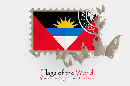 vector flag measurements with butterflies from paper of Antigua and Barbudaのイラスト素材