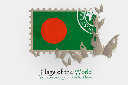 vector flag measurements with butterflies from paper of Bangladeshのイラスト素材