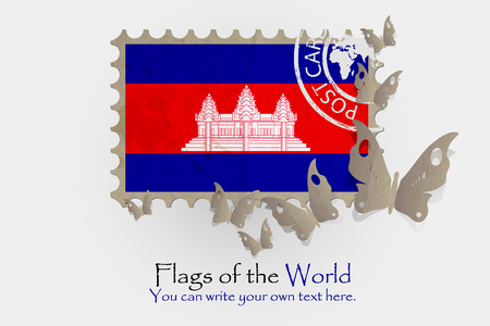 vector flag measurements with butterflies from paper of Cambodiaのイラスト素材
