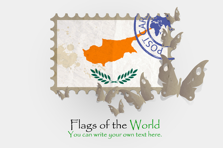 vector flag measurements with butterflies from paper of Cyprusのイラスト素材