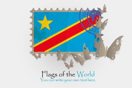 vector flag measurements with butterflies from paper of Democratic Republic of Congoのイラスト素材