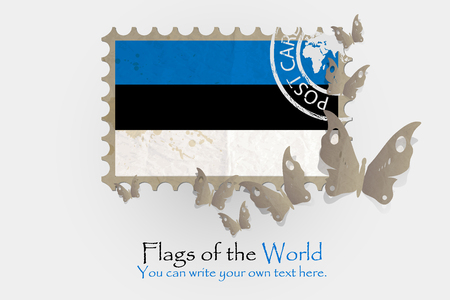 vector flag measurements with butterflies from paper of Estoniaのイラスト素材