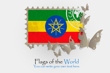 vector flag measurements with butterflies from paper of Ethiopiaのイラスト素材