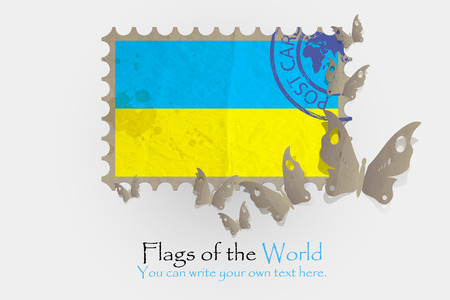 vector flag measurements with butterflies from paper of Ukraineのイラスト素材