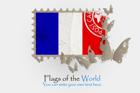 vector flag measurements with butterflies from paper of Franceのイラスト素材