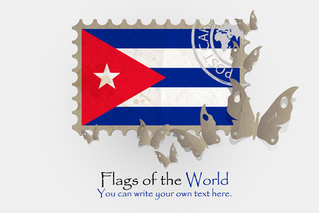 vector flag measurements with butterflies from paper of Cubaのイラスト素材